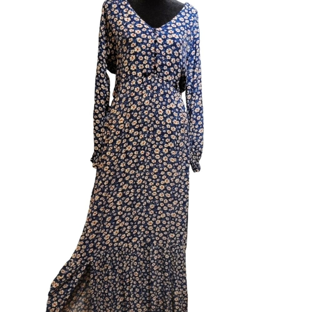 Beige by eci Blue Floral Maxi Dress